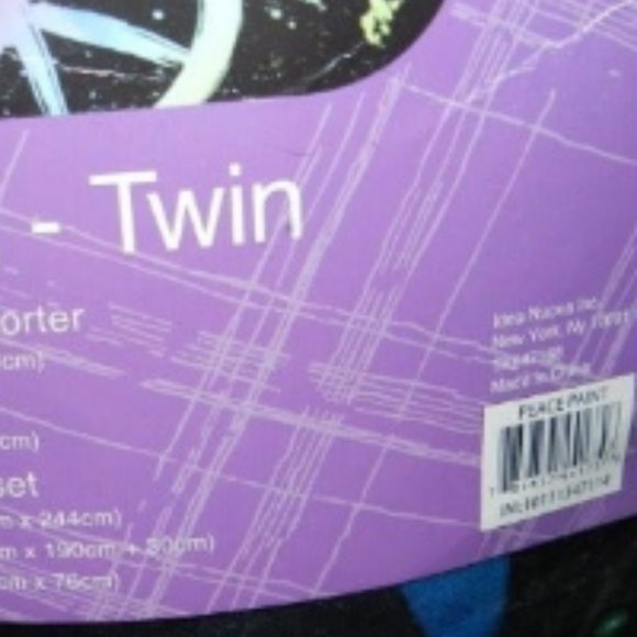 Peace Sign Comforter Sets Black with Neon Peace Sign 3 Pc Sets 🆕FAST📦🏃🏻💨⚡ - Picture 9 of 13